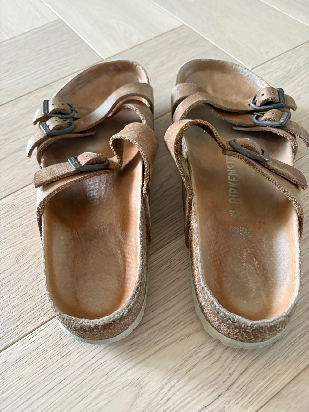 Birkenstock Womens Franca Buckle Brown Oiled Leather Sandals Sz 38 US 7-7.5 Read - Picture 2 of 8
